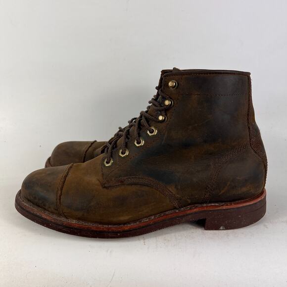 Chippewa LLBean Katahdin Iron Works Engineer cap boots mens 9.5 D brown leather - Picture 5 of 12